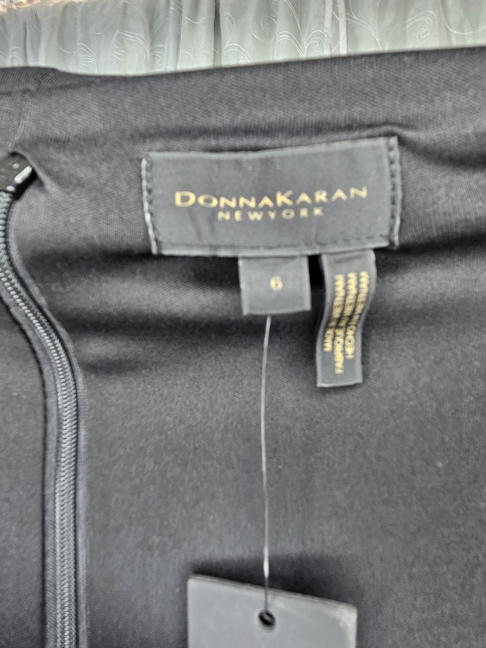 Donna Karan New York Off-The-Shoulder Asymmetrical Midi Dress Black 6 NWT - Picture 3 of 4